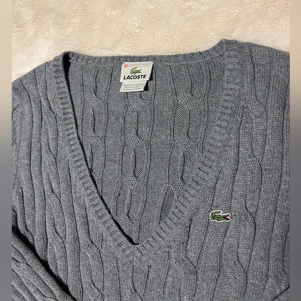 Lacoste Cable Sweater Gray Womens